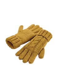 Cable Knit Melange Gloves - Mustard - Mustard