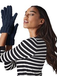 Cable Knit Melange Gloves - Navy