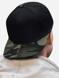 Camouflage Retro Snapback Cap - Black/ Jungle Camo