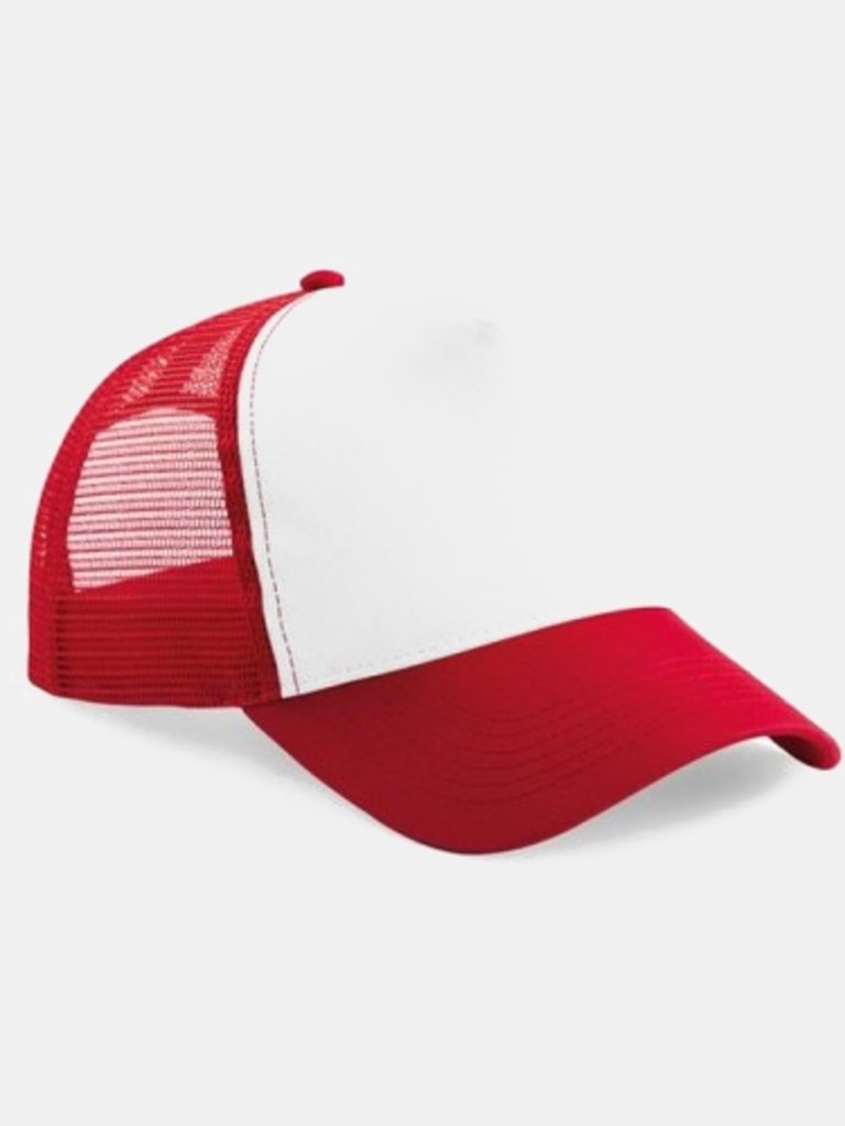 Childrens/Kids Contrast Panel Trucker Cap - Classic Red/White - Classic Red/White