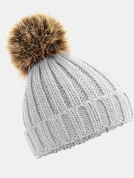 Childrens/Kids Pom Pom Chunky Beanie - Light Gray - Light Gray