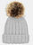 Childrens/Kids Pom Pom Chunky Beanie - Light Gray