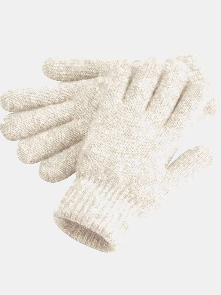 Cosy Cuffed Marl Ribbed Winter Gloves - Almond - Almond