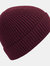 Engineered Knit Ribbed Beanie - Burgundy - Burgundy