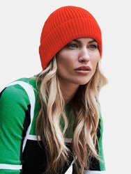 Engineered Knit Ribbed Beanie - Fire Red