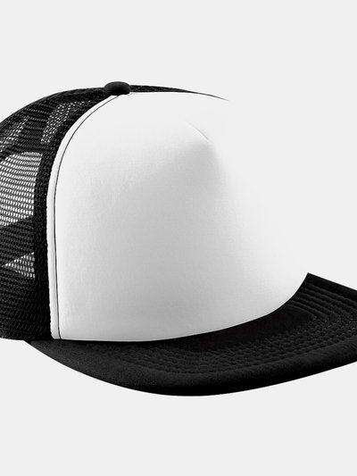 Beechfield Junior Vintage Snapback Mesh Trucker Cap/Headwear - Black/White product