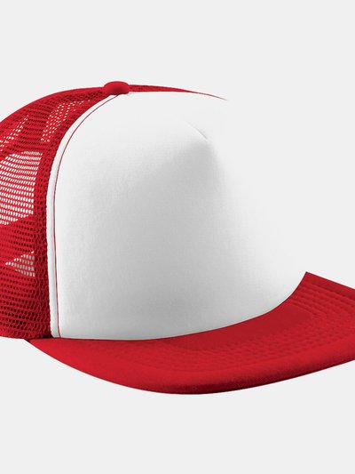 Beechfield Junior Vintage Snapback Mesh Trucker Cap/Headwear - Classic Red/White product