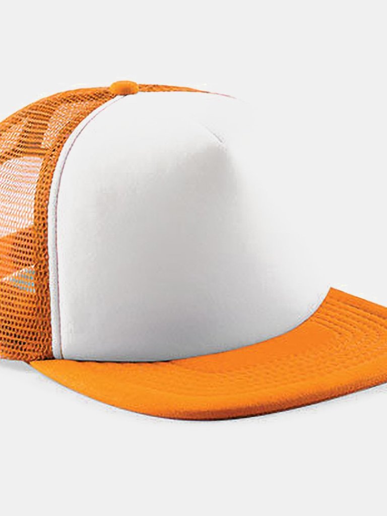 Junior Vintage Snapback Mesh Trucker Cap / Headwear - Orange / White - Orange / White