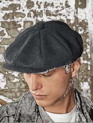 Melton Wool Baker Boy Cap - Charcoal Marl