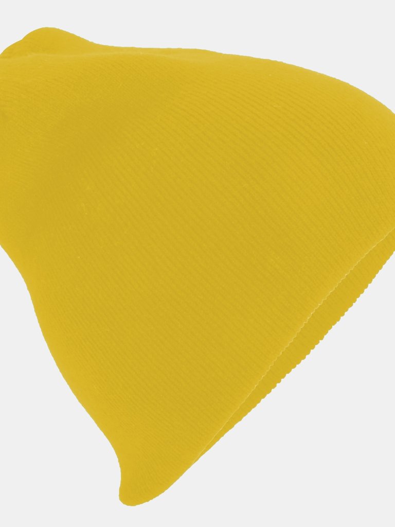 Plain Basic Knitted Winter Beanie Hat - Yellow - Yellow