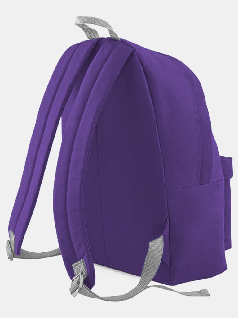 Rucksack Childrens Junior Big Boys Fashion School Backpack Bag - Purple/Light Grey