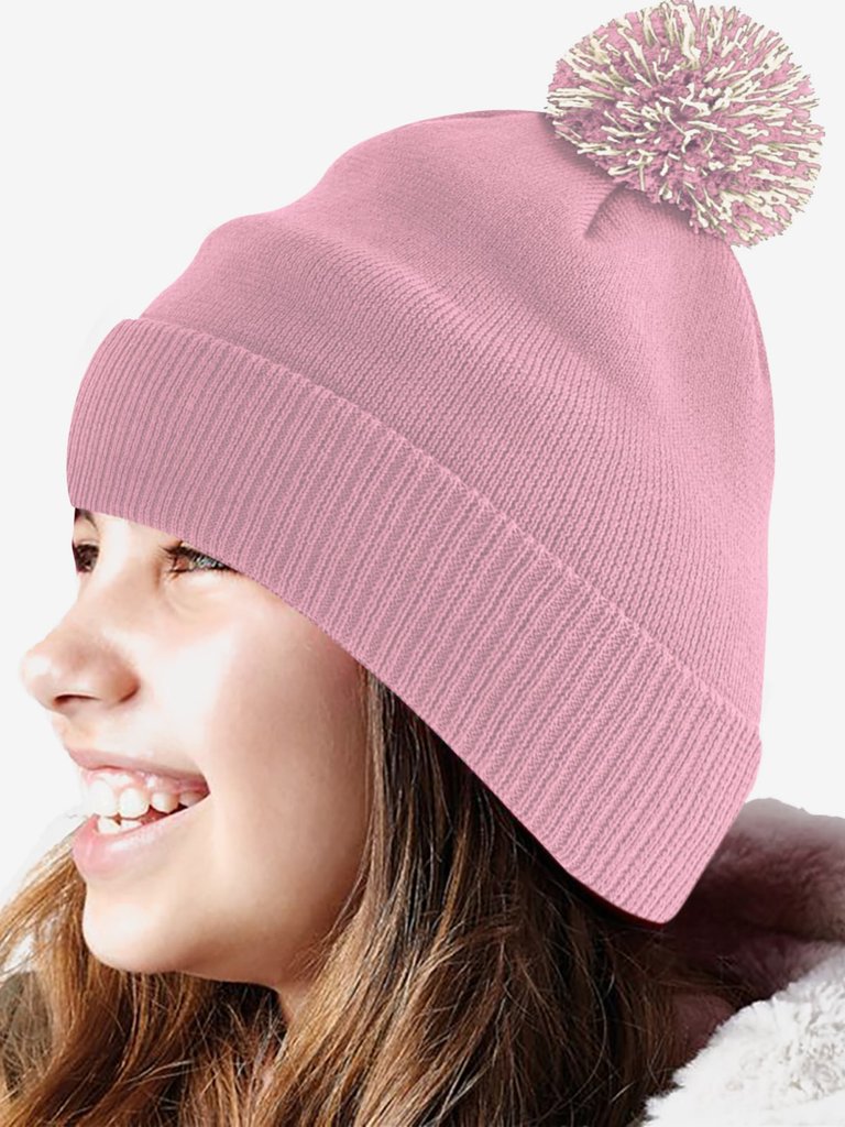 Unisex Adult Beanie - Dusky Pink/Off White