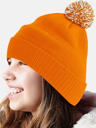 Unisex Adult Beanie - Orange/White