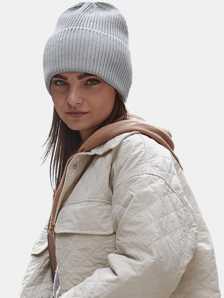 Unisex Adult Cuffed Oversized Beanie - Light Grey