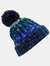 Unisex Adults Corkscrew Knitted Pom Pom Beanie Hat - Alpine Blues - Alpine Blues