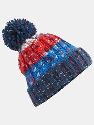 Unisex Adults Corkscrew Knitted Pom Pom Beanie Hat - Chilli Blues - Chilli Blues