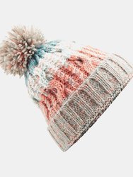 Unisex Adults Corkscrew Knitted Pom Pom Beanie Hat - Milkshake Mix - Milkshake Mix