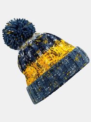 Unisex Adults Corkscrew Knitted Pom Pom Beanie Hat - Morning Frost - Morning Frost