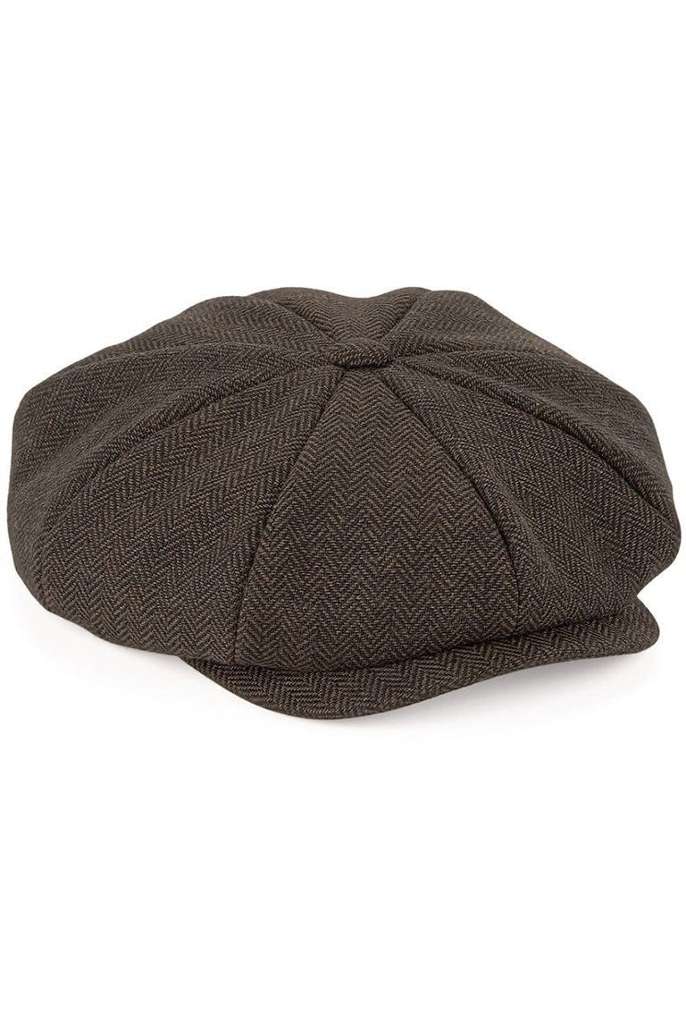 Unisex Adults Heritage Newsboy Cap - Brown Herringbone - Brown Herringbone