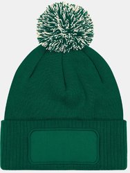 Unisex Adults Snowstar Printers Beanie - Bottle Green/Off White