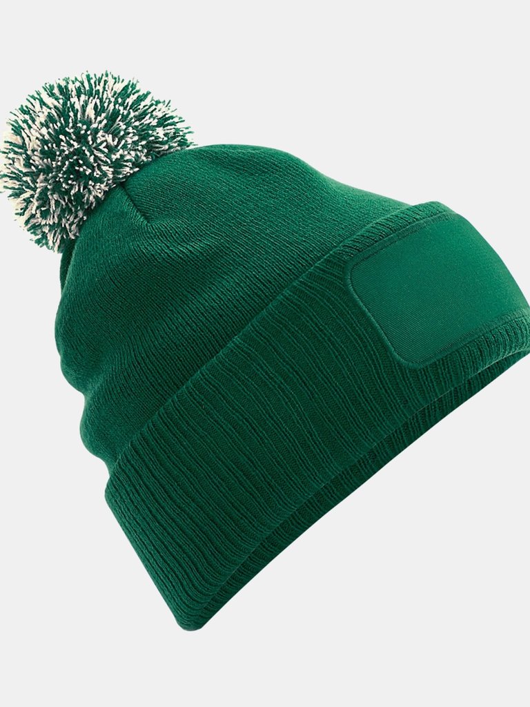 Unisex Adults Snowstar Printers Beanie - Bottle Green/Off White - Bottle Green/Off White