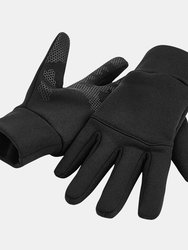 Unisex Adults Softshell Sports Tech Gloves - Black - Black