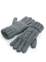 Unisex Cable Knit Melange Gloves - Light Gray - Light Gray