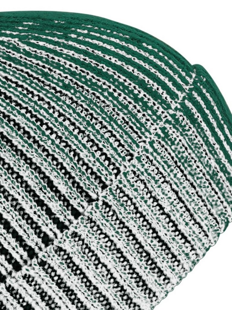 Unisex Engineered Knit Ribbed Beanie - Bottle Green