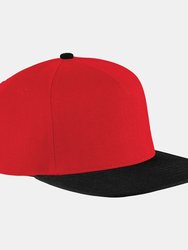 Unisex Original Flat Peak Snapback Cap - Classic Red/Black - Classic Red/Black