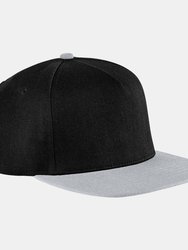 Unisex Original Flat Peak Snapback Cap Pack Of 2 - Black/Light Grey - Black/Light Grey