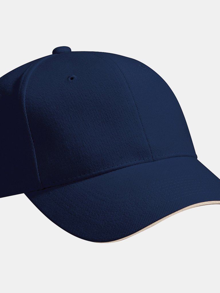 Unisex Pro-Style Heavy Brushed Cotton Baseball Cap / Headwear Pack Of 2 - French Navy/Stone - French Navy/Stone