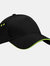 Unisex Ultimate 5 Panel Contrast Baseball Cap With Sandwich Peak - Black/Lime Green - Black/Lime Green