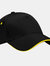 Unisex Ultimate 5 Panel Contrast Baseball Cap With Sandwich Peak - Black/Yellow - Black/Yellow