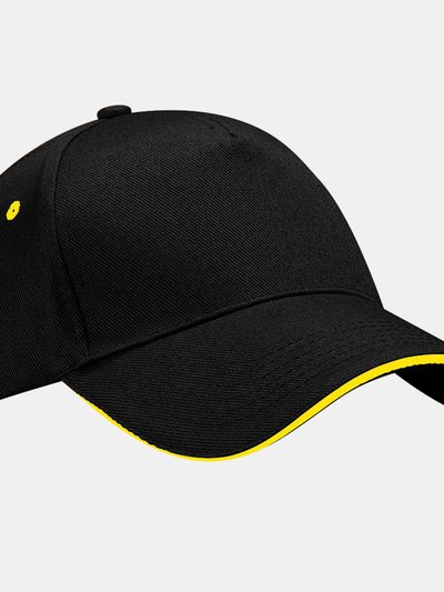 Beechfield Unisex Ultimate 5 Panel Contrast Baseball Cap With Sandwich Peak - Black/Yellow product