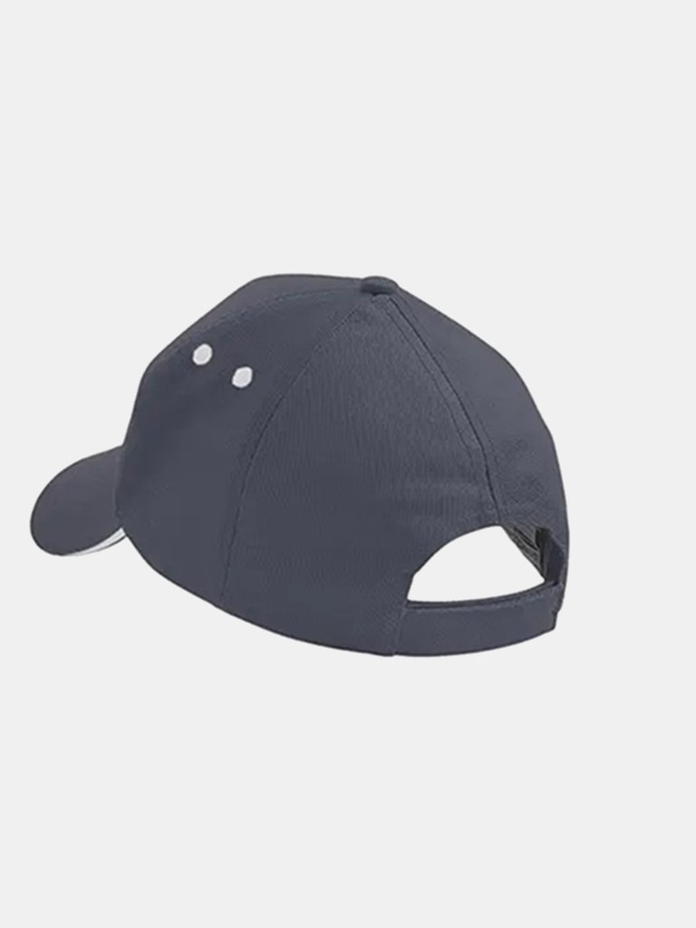 Unisex Ultimate 5 Panel Contrast Baseball Cap With Sandwich Peak - Graphite/Oyster Grey