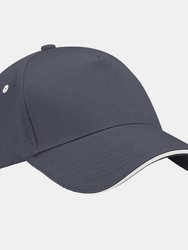 Unisex Ultimate 5 Panel Contrast Baseball Cap With Sandwich Peak (Pack of 2) - Graphite/Oyster Grey - Graphite/Oyster Grey