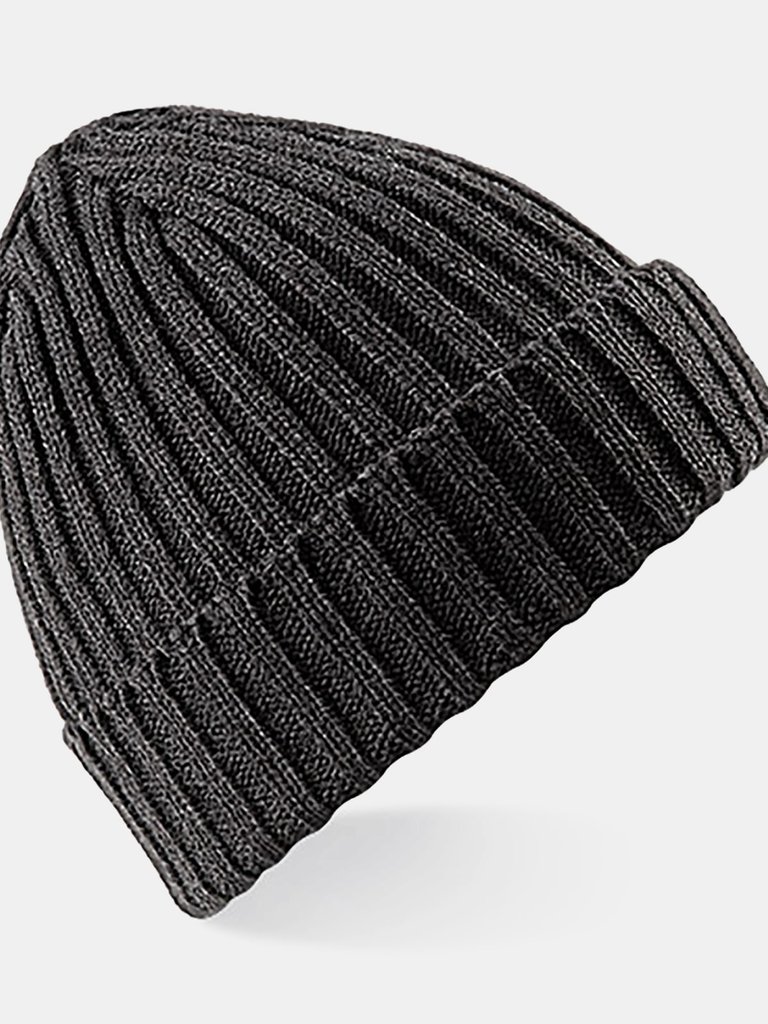 Unisex Winter Chunky Ribbed Beanie Hat - Charcoal - Charcoal