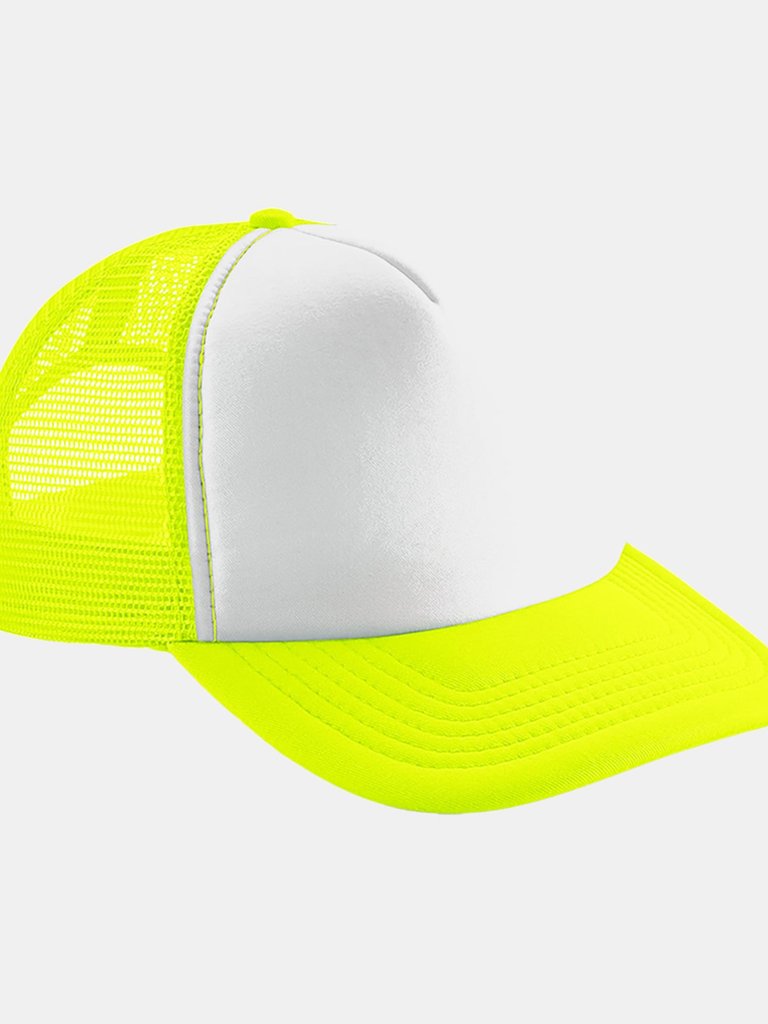Vintage Plain Snap-Back Trucker Cap - Fluorescent Yellow/White - Fluorescent Yellow/White