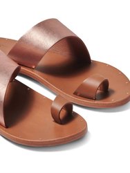 Finch Leather Toe Ring Sandal In Rose Gold/tan - Rose Gold/tan