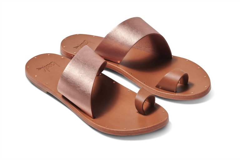 Finch Leather Toe Ring Sandal In Rose Gold/tan - Rose Gold/tan