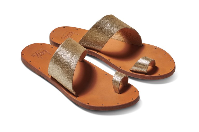 Finch Leather Toe Ring Sandal - Platinum/Honey - Platinum/Honey