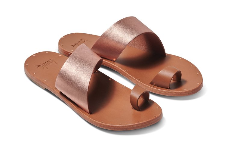 Finch Leather Toe Ring Sandal - Rose Gold/Tan - Rose Gold/Tan
