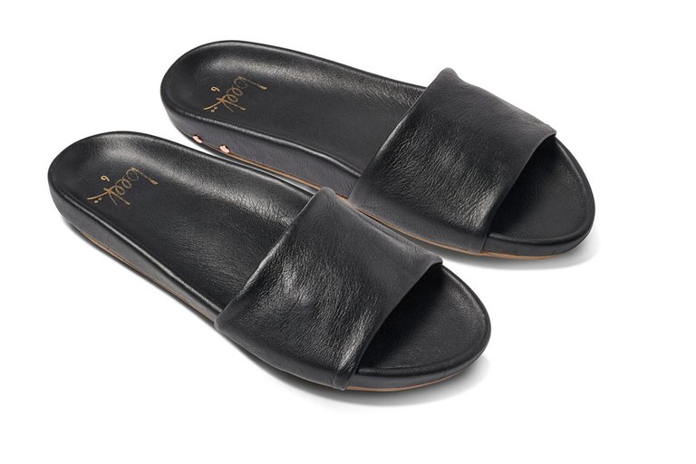 Gallito Leather Slide Sandal - Black - Black