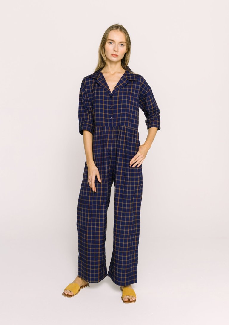 Astrid Jumpsuit - Indigo Plaid