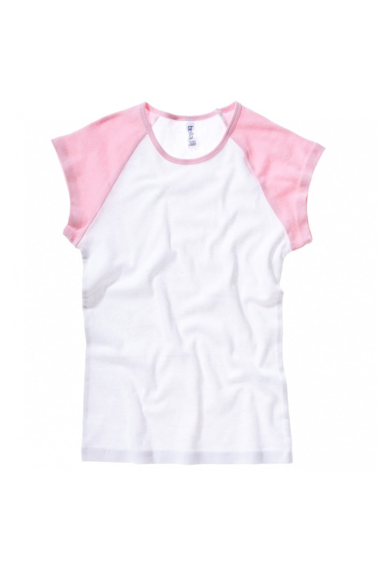 Bella + Canvas Womens/Ladies Baby Rib Cap Sleeve Contrast T-Shirt (White / Pink) - White / Pink