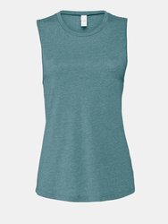 Womens/Ladies Muscle Heather Jersey Tank Top - Deep Teal Heather - Deep Teal Heather