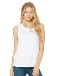 Womens/Ladies Muscle Jersey Tank Top - White - White