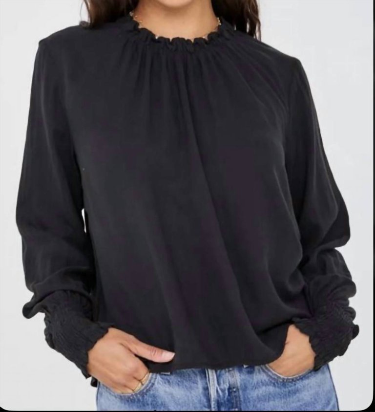 Elastic Shirred Blouse - Black