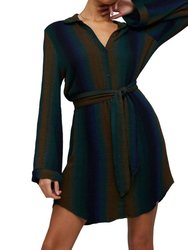 Mini Shirt Dress - Midnight Ombre Stripes