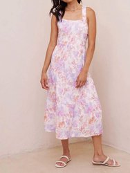 Scrunch Strap Tiered Midi Dress In Peach Jardin Print - Peach Jardin Print